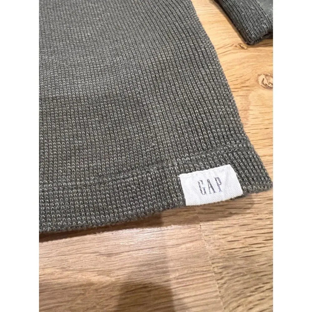 Baby Gap Toddler Waffle Knit Thermal Long Sleeve Shirt Charcoal Green Gray